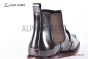 Prada Classic Red Calfskin Boot with the Iconic Enameled Metal Triangle Logo