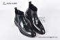Prada Classic Smooth Black Calfskin Boot with the Iconic Enameled Metal Triangle Logo