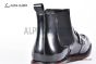 Prada Classic Smooth Black Calfskin Boot with the Iconic Enameled Metal Triangle Logo