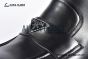 Prada Classic Smooth Matte Black Calfskin Boot with the Iconic Enameled Metal Triangle Logo