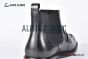 Prada Classic Smooth Matte Black Calfskin Boot with the Iconic Enameled Metal Triangle Logo