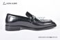 Ferragamo Black Calfskin Moccasin with Gancini Ornament and Unique Sutures