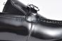 Ferragamo Black Calfskin Moccasin with Gancini Ornament and Unique Sutures