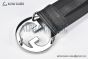 Gucci Blondie Belt Black Leather With Stainless Steel Round Interlocking G Buckle