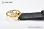 Gucci Blondie Belt Black Leather With Yellow Gold Round Interlocking G Buckle