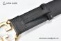 Gucci Blondie Belt Black Leather With Yellow Gold Round Interlocking G Buckle