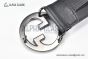 Gucci Blondie Belt Black Leather With Gray Steel Round Interlocking G Buckle
