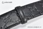 Gucci Signature Leather Belt Black Leather With Gray Steel Interlocking G Buckle