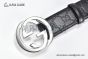 Gucci Signature Leather Belt Black Leather With Stainless Steel Interlocking G Buckle
