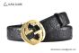 Gucci Signature Leather Belt Black Leather With Yellow Gold Interlocking G Buckle