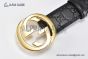 Gucci Signature Leather Belt Black Leather With Yellow Gold Interlocking G Buckle
