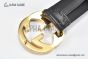 Gucci Signature Leather Belt Black Leather With Yellow Gold Interlocking G Buckle