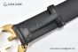 Gucci Signature Leather Belt Black Leather With Yellow Gold Interlocking G Buckle