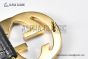 Gucci Signature Leather Belt Black Leather With Yellow Gold Interlocking G Buckle