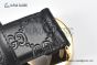 Gucci Signature Leather Belt Black Leather With Yellow Gold Interlocking G Buckle