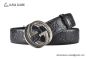 Gucci Signature Leather Belt Black Leather With Gray Steel Interlocking G Buckle