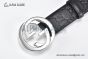 Gucci Signature Leather Belt Black Leather With Silver Interlocking G Buckle
