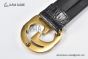 Gucci GG Marmont Reversible Belt Black Calf/Crocodile Leather With Rose Gold Interlocking G Buckle