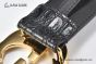 Gucci GG Marmont Reversible Belt Black Calf/Crocodile Leather With Yellow Gold Interlocking G Buckle