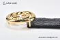 Gucci GG Marmont Reversible Belt Black Calf/Crocodile Leather With Yellow Gold Interlocking G Buckle