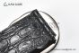 Gucci GG Marmont Reversible Belt Black Calf/Crocodile Leather With Gray Steel Interlocking G Buckle