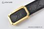 Gucci Signature Leather Belt Black Leather With Rose Gold Rectangular buckle with Gucci trademark