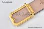 Gucci Signature Leather Belt Black Leather With Rose Gold Rectangular buckle with Gucci trademark