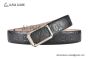 Gucci Signature Leather Belt Black Leather With Gray Steel Rectangular buckle with Gucci trademark