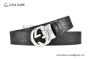 Gucci Reversible Cucci Signature Belt Black Leather With Stainless Steel Interlocking G Buckle