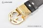Gucci Reversible Cucci Signature Belt Black Leather With Yellow Gold Interlocking G Buckle