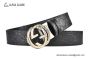 Gucci Reversible Cucci Signature Belt Black Leather With Gray Steel Interlocking G Buckle