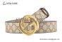 Gucci GG Supreme Belt Beige/ebony Canvas With Yellow Gold Interlocking G Buckle