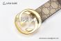 Gucci GG Supreme Belt Beige/ebony Canvas With Yellow Gold Interlocking G Buckle