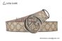 Gucci GG Supreme Belt Beige/ebony Canvas With Gray Steel Interlocking G Buckle