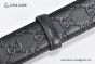 Gucci GG Marmont Embossed Leather Belt Black Calf Leather With Yellow Gold Interlocking G Buckle