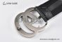 Gucci GG Marmont Embossed Leather Belt Black Leather With Gray Steel Double G Buckle