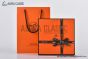 HERMES Tete de Cheval Belt Permabrass Buckle & Noir / Orange Reversible Epsom Leather Belt